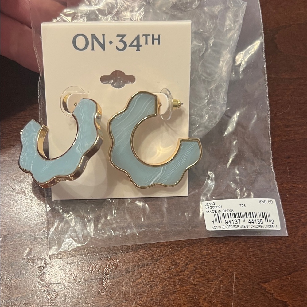 ON 34th Gold and Blue Earrings